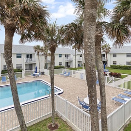 Colony Beach Club pool and palm trees