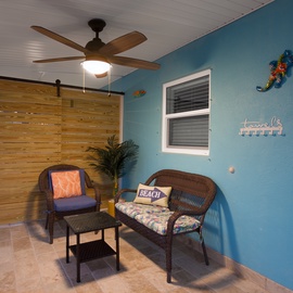 Private Screened Lanai with Sliding Barn Door