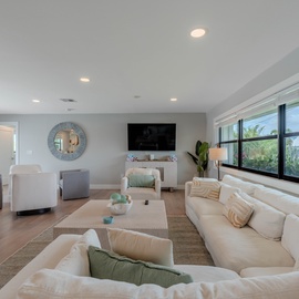 Living room with large comfy couch.