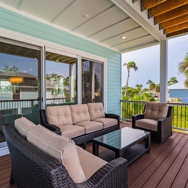 Plenty of outdoor seating throughout home.