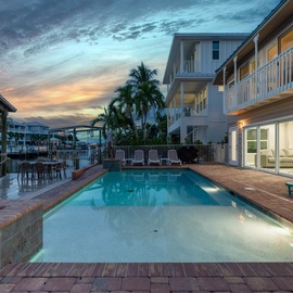 Large pool with views of the canal.