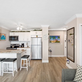 View from kitchen from living area.