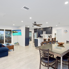 Open concept Living, Dining and Kitchen.