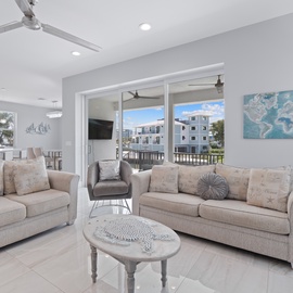 Comfy living room with a beautiful view.