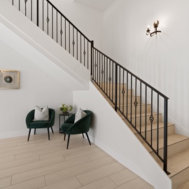 Stairway up to the main floor.