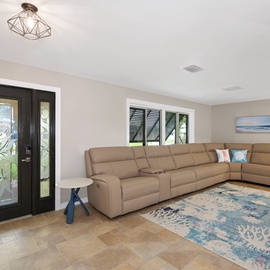 Comfy sectional with plenty of seating.