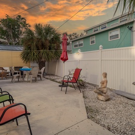 Plenty of seating options in the backyard.