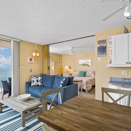 Privacy shade available to separate bedroom from living rom.
