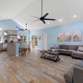Open kitchen and living area
