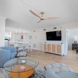 Living Room into Dining and Kitchen.