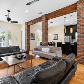 Stunning brick accents.
