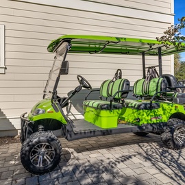 Take your complimentary golf cart on a trip to the beach!