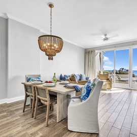 Dine with Gulf views streaming through your floor-to-ceiling windows, where elegant coastal dining meets tropical comfort in your beachfront retreat.