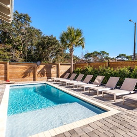 Plenty of loungers to enjoy poolside.