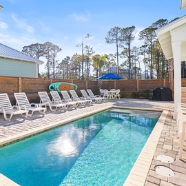 Private pool that can be heated in cooler temperatures.