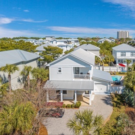 Gorgeous aerial view of the front of the home.