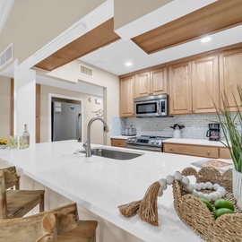 Fully stocked kitchen.