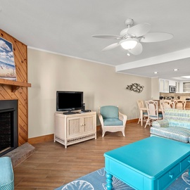 QC4: Trip's OBX | Mid Level Living Area - Fireplace Not Available For Guest Use