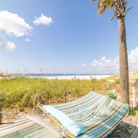 Step outside to your own beachside hammock under swaying palms—where soft sand, endless blue skies, and gentle ocean breezes invite you to unwind and let every care drift away.