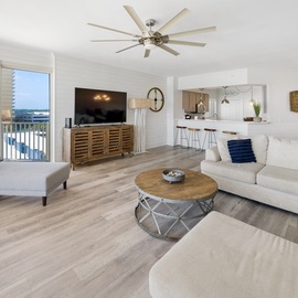 Sink into plush seating while ocean breezes flow through your bright, airy living space with stunning beach views from your private balcony.