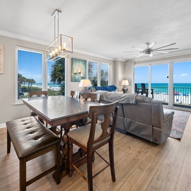 Savor meals with breathtaking ocean views through your panoramic windows, where coastal elegance meets comfort in this sophisticated space.