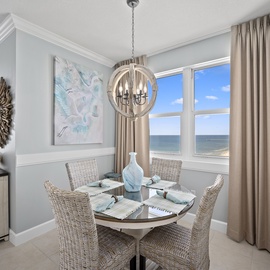 Savor intimate meals with stunning ocean views from your elegant dining space, complete with coastal charm and sparkling sea vistas.