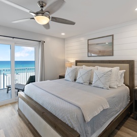 Wake up to stunning ocean views from your plush bed, where cool sea breezes flow through your private balcony doors.