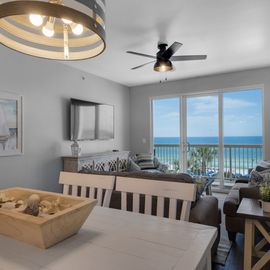 Unwind in your ocean-view retreat where stunning blue waters stretch beyond your living space, creating the perfect coastal escape.