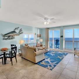 Unwind in your coastal haven with ocean views, beach-themed decor, and comfortable seating that makes every moment feel like vacation.