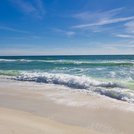 Pristine beach with turquoise waters.