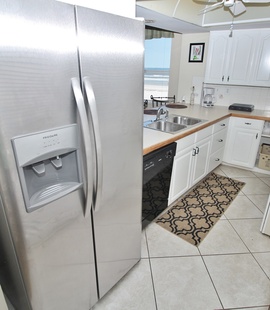 Stainless steel fridge in the kitchen