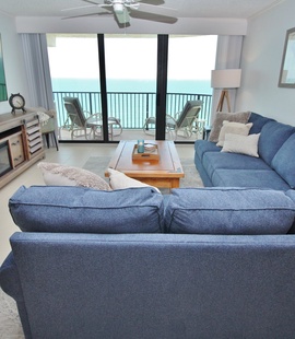 Living Room with a Big Comfy Couch and 24/7 Ocean Views