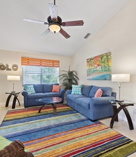 Vaulted ceiling Living Room with sleep sofa