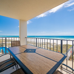 Your balcony table sets the stage for lively meals or quiet moments while watching the waves roll in