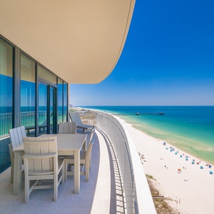 Discover the seemingly endless coastline and stunning gulf coast horizon from your beachfront balcony