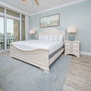 Enjoy restful nights in this king master suite with cozy bedding and drift off into a peaceful slumber
