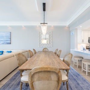 Gather around the rustic dining table for family meals or game night and create lasting memories