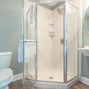 Experience a refreshing shower with a rain showerhead and pamper yourself during your stay