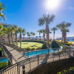 Watch the sun glisten on the water from your bayfront balcony and watch boats traverse the bay with the daily catch