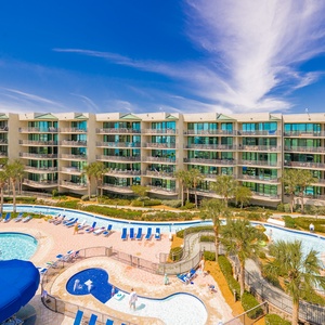 Breathe in the fresh air from your balcony, watching laughter and fun float down the lazy river