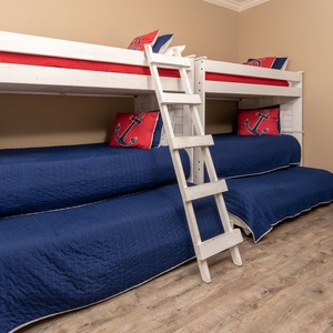 Create cherished family memories as kids climb into the cozy twin bunk beds with twin trundles underneath