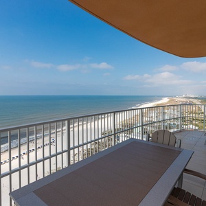 Experience seemingly endless coastline views from your corner balcony as waves lap the shore