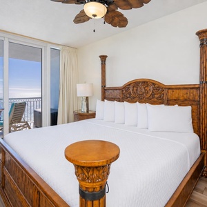 Carve out restful moments on the king bed in the master suite as sunlight shimmers on the shore outside