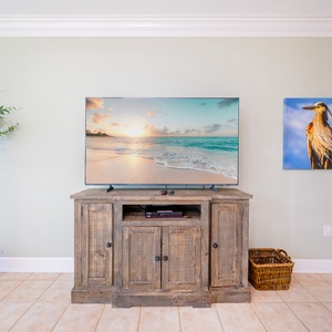 Stream your favorite shows on the TV while enjoying the calming ambiance created by lush greenery accents