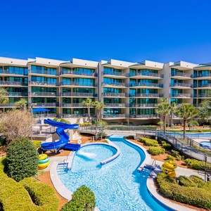 Experience the thrill of the fun waterslide or relax while you float along the lazy river and take in the coastal vibe