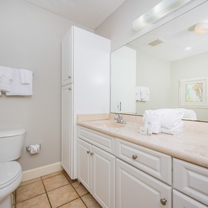 Refresh in the master bath after a day of adventure with a soothing jetted tub and relaxing walk-in shower