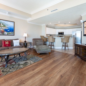 Sink into the inviting couch and enjoy your favorite shows on the TV while soaking in the beach vibe