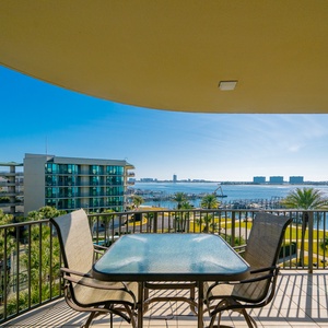 Take in the breathtaking bay views and watch activity at the marina and across the water as you enjoy your morning coffee