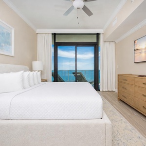 Retreat to this relaxing king master suite, stream your favorite shows, and drift off to the sound of waves