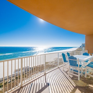 Relax on your balcony and bask in the sunlight with mesmerizing views of the gulf coast on your beach retreat